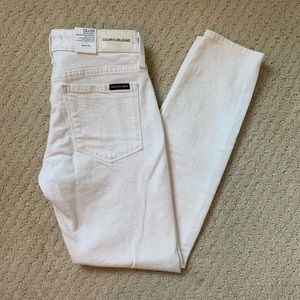 White Calvin Klein Mid Rise Skinny Jeans